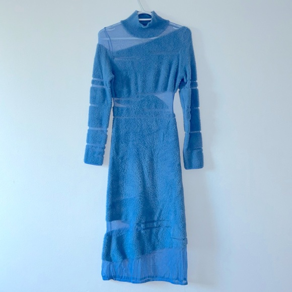 House of Sunny Sliding Doors Dress Fluffy Mesh in Blue - Picture 3 of 11